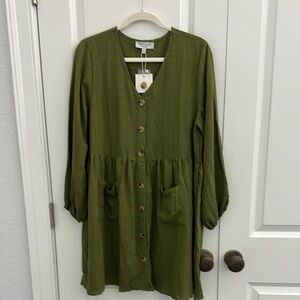 Hayden Olive Green V-Neck Dress